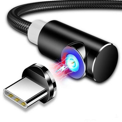 magnetic phone charger for type c black braided color