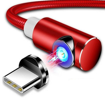 magnetic phone charger for type c red braided color