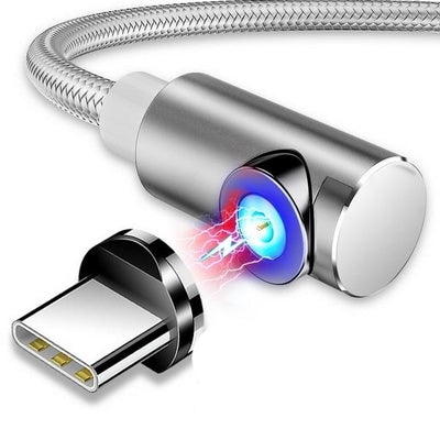 magnetic phone charger for type c silver braided color