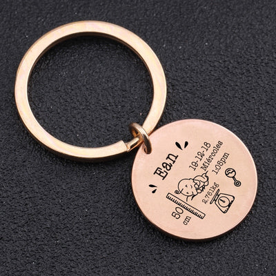 CREATEME™ Birth Stats Key Chain - Custom Name, Date of Birth, Height and Weight