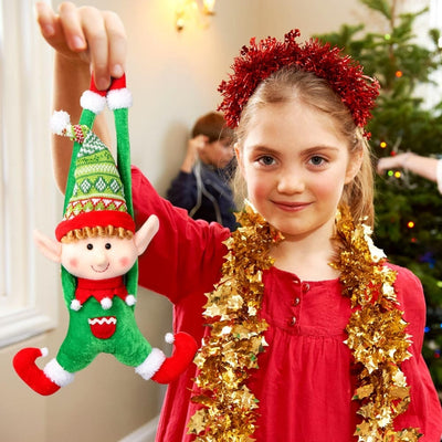 hanging elf, elf on shelf, elf decor christmas, hanging elf from stair case