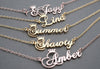 Yellow gold, silver or rose gold color name necklace with crown and beautiful font for ladies