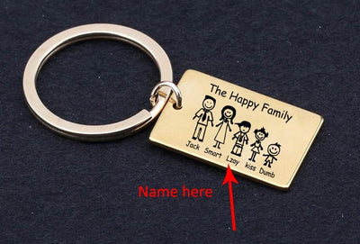 CREATEME™ The Happy Family Engraved Personalized Key Chain
