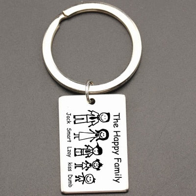 CREATEME™ The Happy Family Engraved Personalized Key Chain