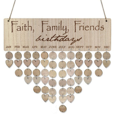 Faith family and frience birthdays birthday board