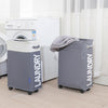 slim modern laundry basket on wheels grey color 