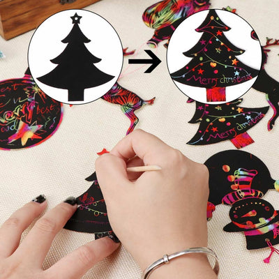magic scratch plack paper christmas ornaments for kids diy