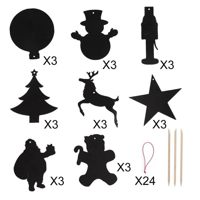magic scratch plack paper christmas ornaments for kids diy