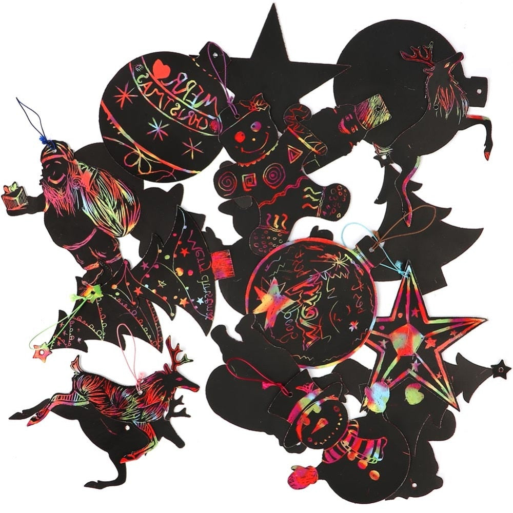 magic scratch plack paper christmas ornaments for kids diy