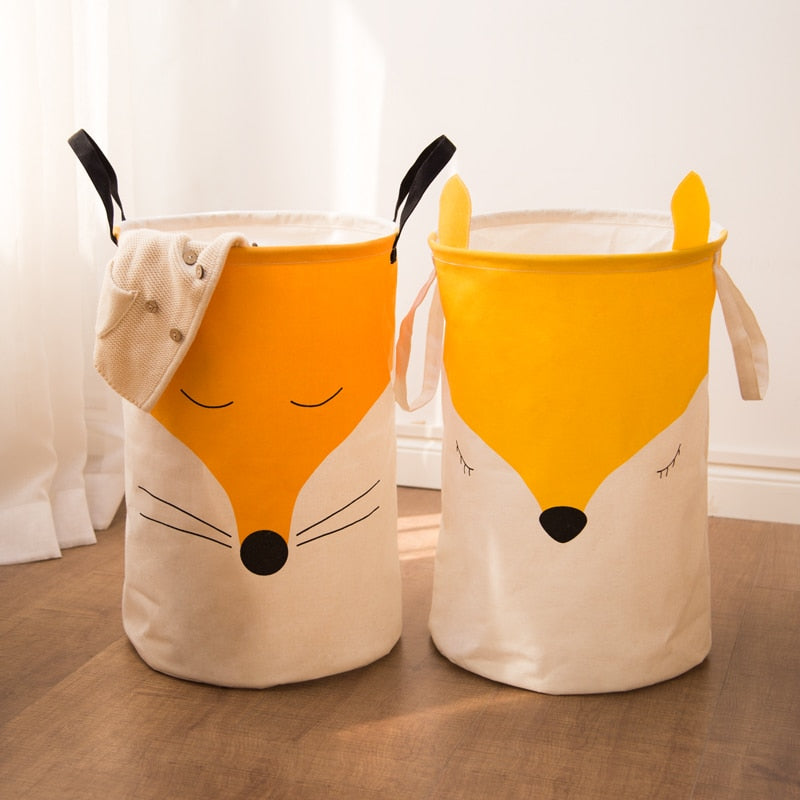Woodland Theme Fox Girl or Boy Kids Toy Storage Basket
