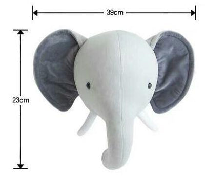 faux animal head, elephant head, baby room decor animal head, nursery plush wall decor