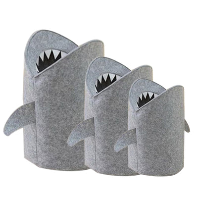 felt shark toy storage laundry bin for kids  small medium and large