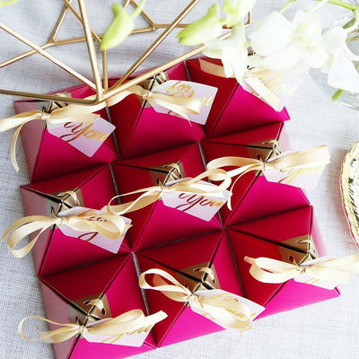 CREATEME™ DIY Magenta Pyramid Thank You Favor Gift Boxes