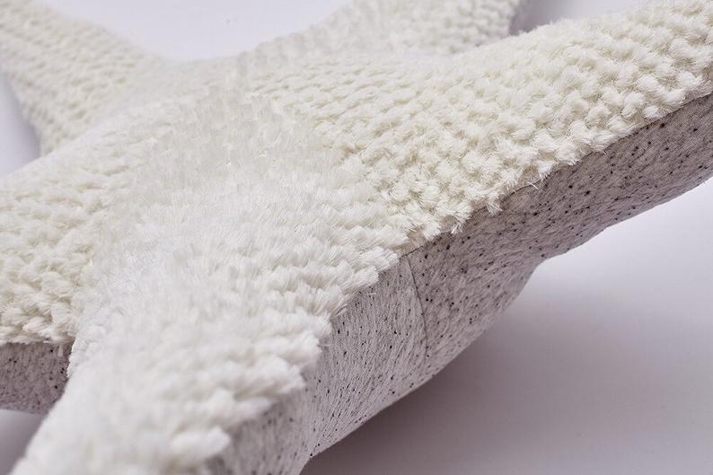 big stuffed grey starfish, nursery room decor, starfish handemade plush, kids room decor