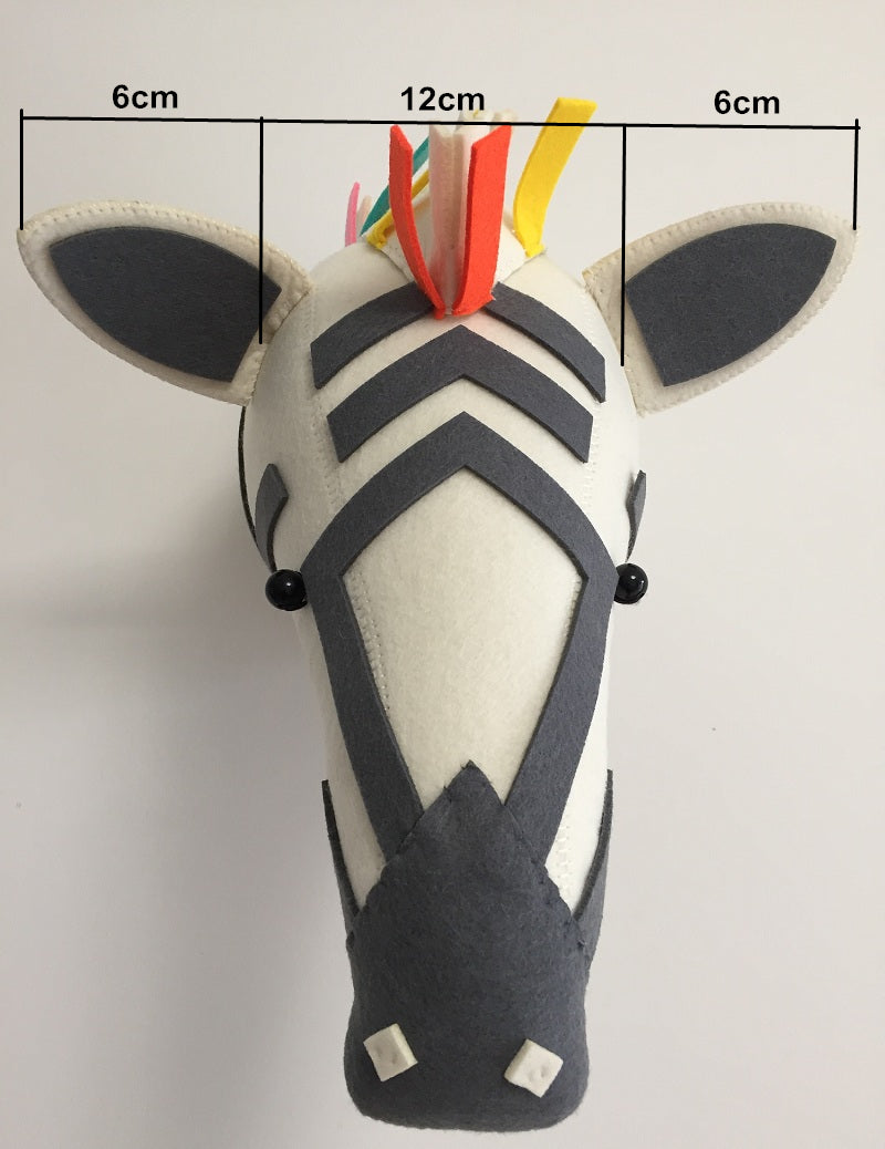 Faux Animal Heads, baby room decor, kids animal heads, premium animal wall mount head, colorful wall mount head, zebra wall mount head