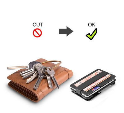 modern wallet carbon fiber slim multifunctional wallet key usb metal black