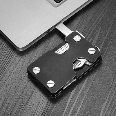 carbon fiber slim multifunctional walley key usb metal black